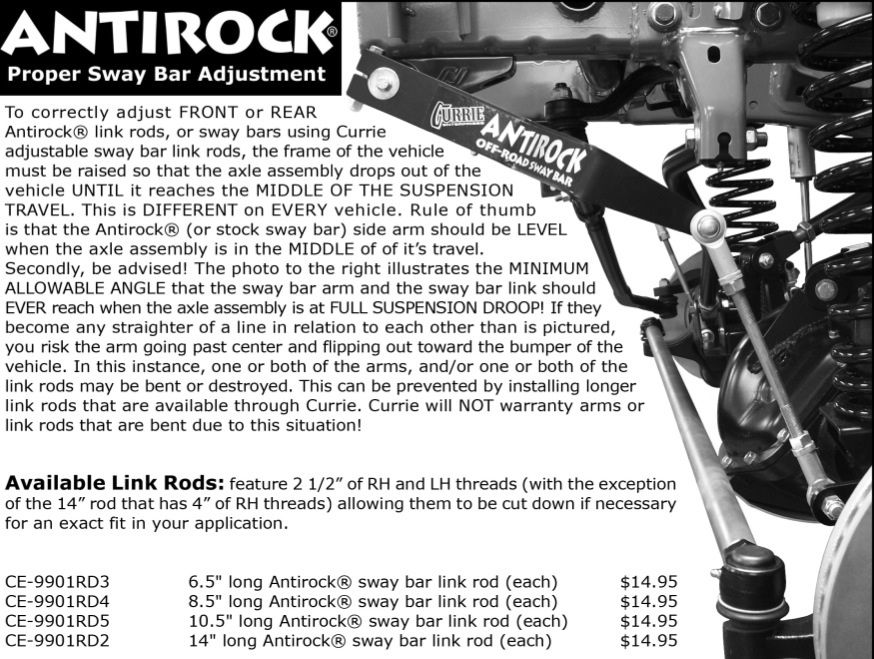 Currie Enterprises JK Antirock Sway Bar Kit Jeep Enthusiast Forums